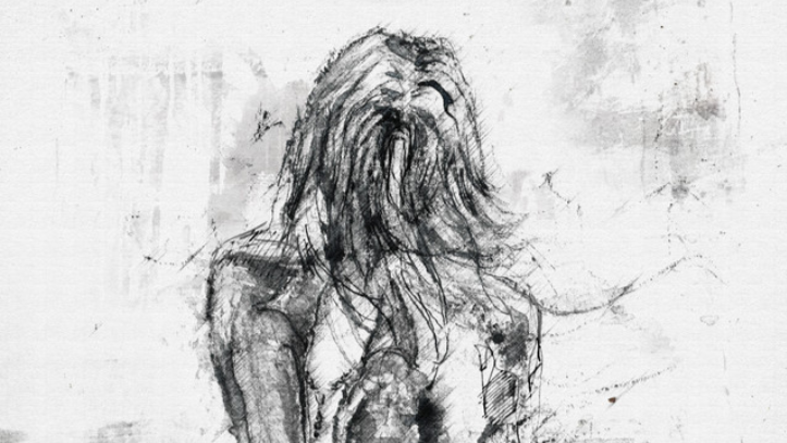 Artwork a inchiostro del singolo Goin Dumb di trenchmafia: figura con lunghi capelli su sfondo bianco macchiato